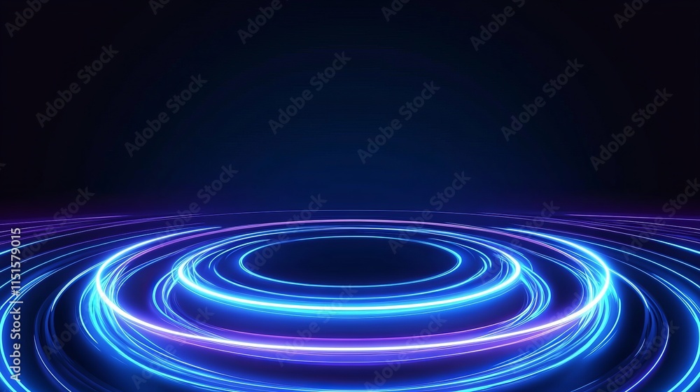 Obraz premium A glowing WiFi symbol with blue neon lines and a smoky background representing futuristic digital wireless technology and free internet zones