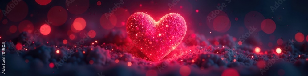 Fototapeta premium Illuminated heart symbol surrounded by gentle, shimmering lights, light, warmth