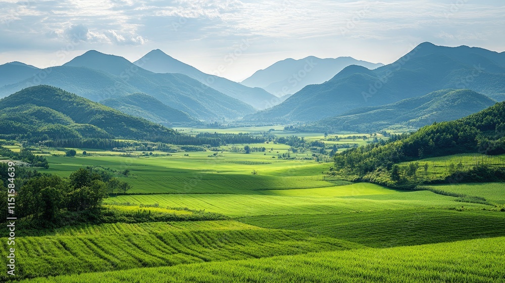 Serene Green Valley and Majestic Mountains Serene Green Valley and Majestic Mountains