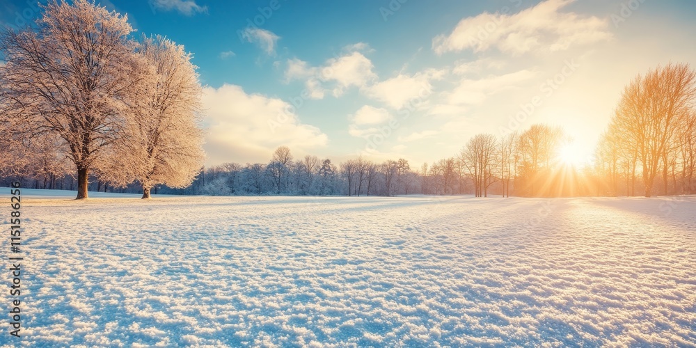 Stunning background showcasing a sunny day along with the first snow covering an open field, creating a beautiful contrast of bright sunlight and pristine white snow on the field. Stunning background showcasing a sunny day along with the first snow covering an open field, creating a beautiful contrast of bright sunlight and pristine white snow on the field.