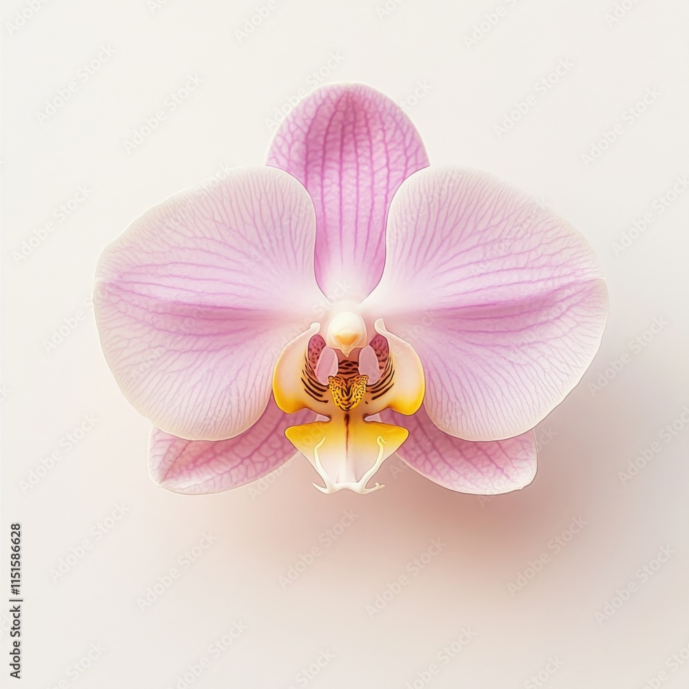 Fototapeta premium close up of a single pink orchid on white background