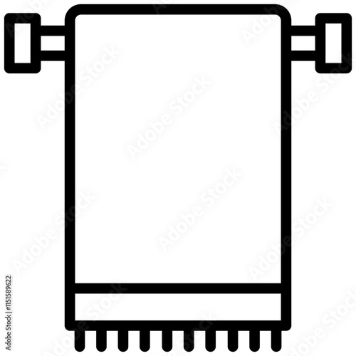 Towel Icon, Black And White Outline Icon Symbol