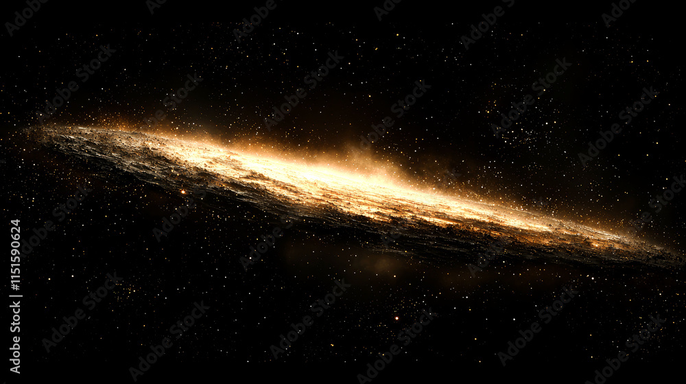 Fototapeta premium Edge-on spiral galaxy in deep space.