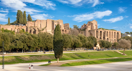 Canvas Print Rome, Italy - January 24th 2024: Palatine Hill from the Circus Maximus