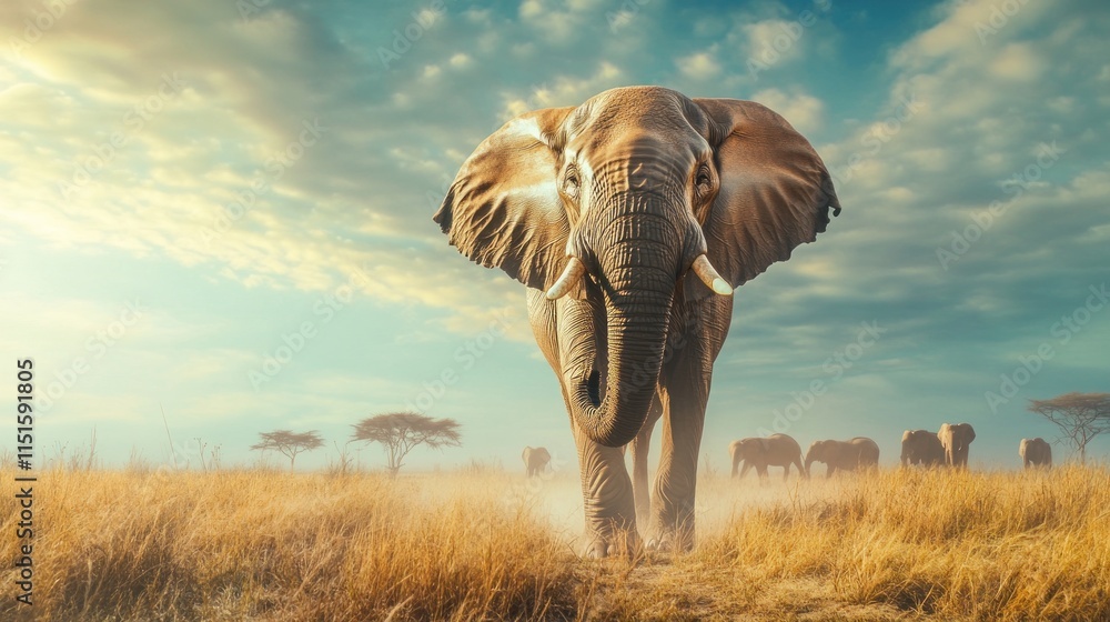 Fototapeta premium Majestic African Elephant in the Savannah