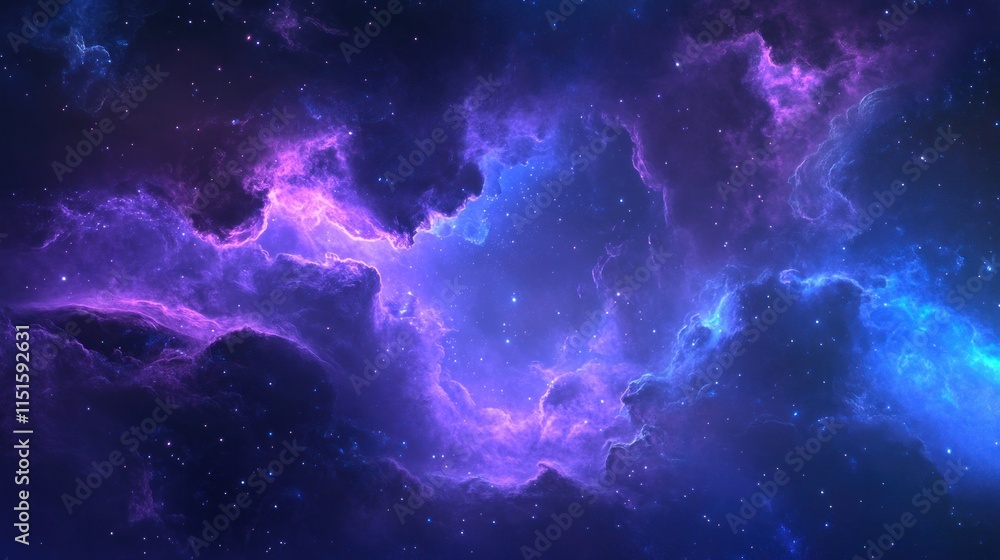 Fototapeta premium Cosmic Nebula: A Celestial Tapestry of Purple and Blue
