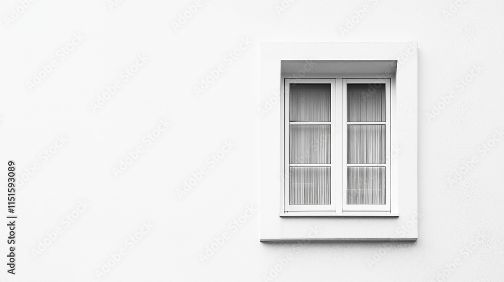 Fototapeta premium white window on white house facade