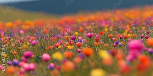 Vibrant field of grass flowers showcases the beauty at the end of the rainy season, where colorful grass flowers flourish and create a picturesque landscape in nature s embrace. photo