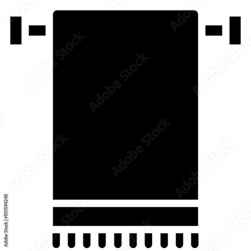 Towel Icon, Black And White Glyph Icon Symbol
