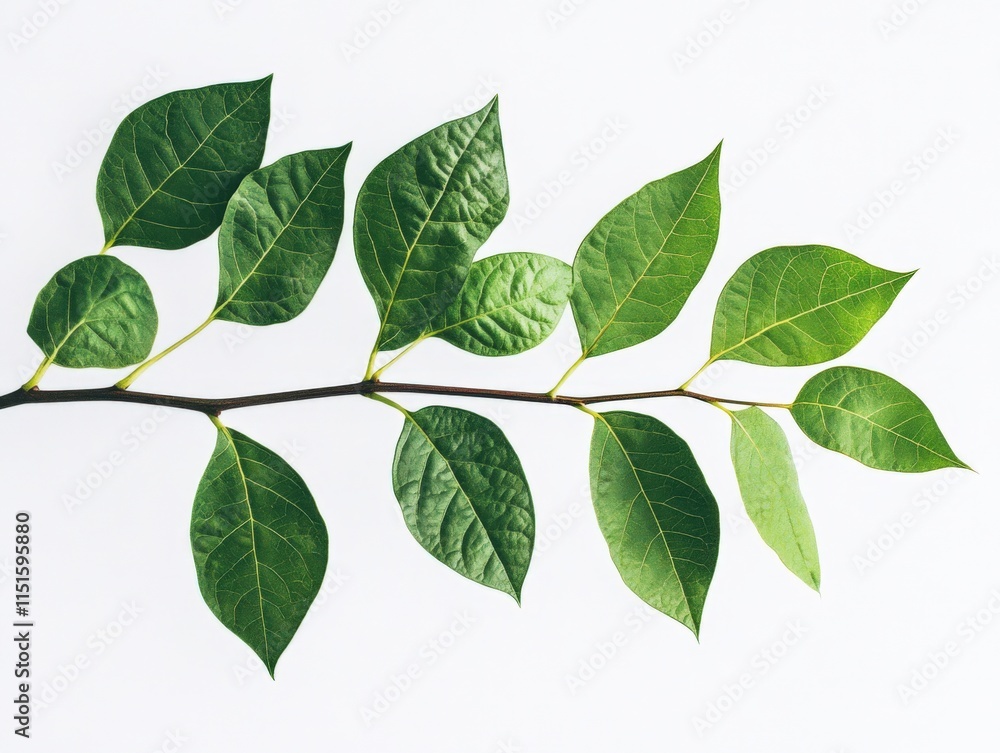 Fototapeta premium a branch with green leaves on a white background