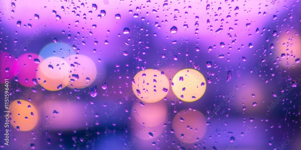 Rain drops on the glass create a mesmerizing effect, enhancing the beauty of the purple blurred background. The interplay of rain drops and the purple background captivates the viewer s eye. Rain drops on the glass create a mesmerizing effect, enhancing the beauty of the purple blurred background. The interplay of rain drops and the purple background captivates the viewer s eye.