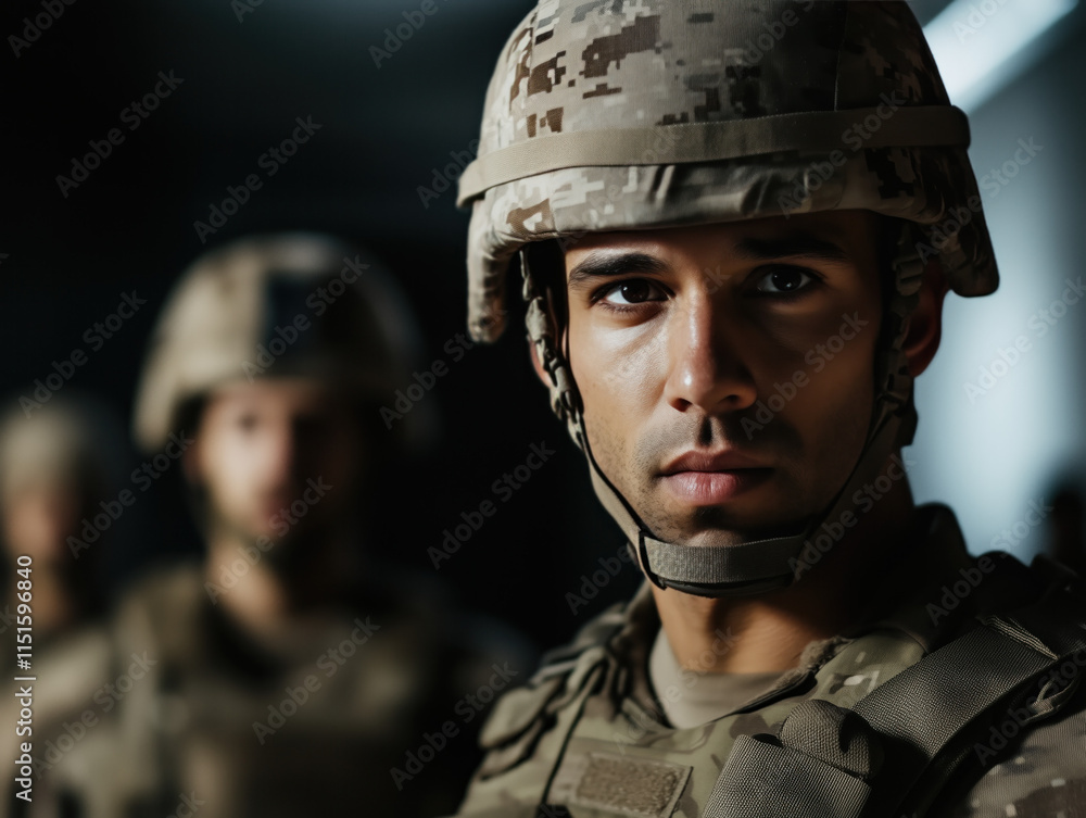 Soldiers in Camouflage Uniforms and Combat Gear Ready for Action