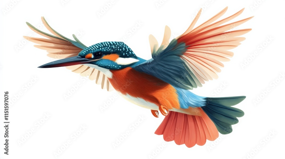 Obraz premium a kingfisher bird in flight with colorful feathers