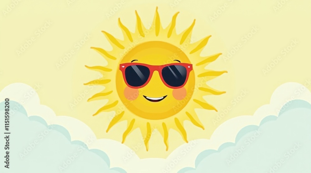 Cheerful Sun Wearing Sunglasses Illustration Cheerful Sun Wearing Sunglasses Illustration