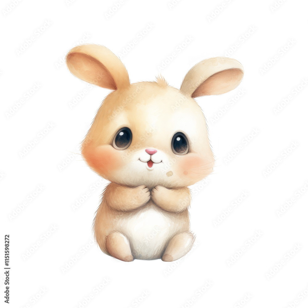 A digital illustration of a cute tan bunny rabbit sitting with its paws together. A digital illustration of a cute tan bunny rabbit sitting with its paws together.