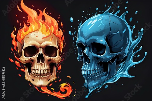 A creative skull-themed celebration of 2025, blending fire, boldness, and a unique twist to traditional New Year themes photo