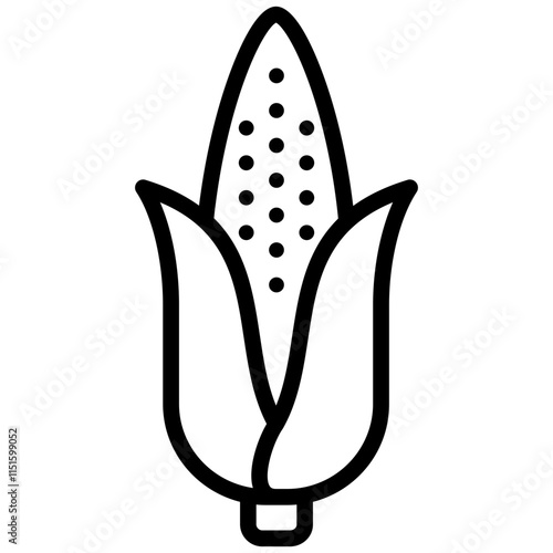 Corn Icon, Black And White Outline Icon Symbol