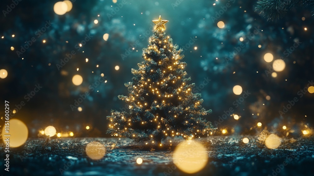 Festive holiday decoration featuring a beautifully adorned Christmas tree surrounded by twinkling lights, creating a delightful atmosphere for celebration and holiday joy with Christmas tree elements. Festive holiday decoration featuring a beautifully adorned Christmas tree surrounded by twinkling lights, creating a delightful atmosphere for celebration and holiday joy with Christmas tree elements.