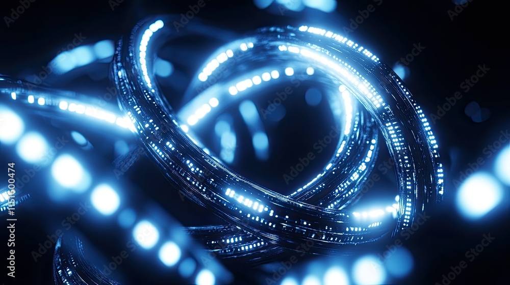 Luminous Swirls: A Captivating Display of Light and Form in a Dark, Abstract Space Luminous Swirls: A Captivating Display of Light and Form in a Dark, Abstract Space