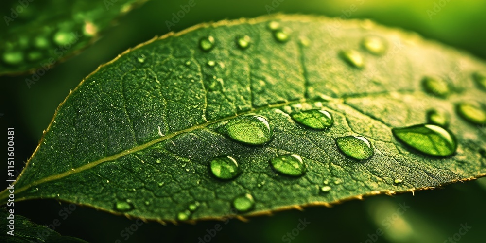 Macro image showcasing rain droplets resting on a leaf. This captivating macro image highlights the intricate details of rain droplets and the texture of the leaf, emphasizing nature s beauty. Macro image showcasing rain droplets resting on a leaf. This captivating macro image highlights the intricate details of rain droplets and the texture of the leaf, emphasizing nature s beauty.