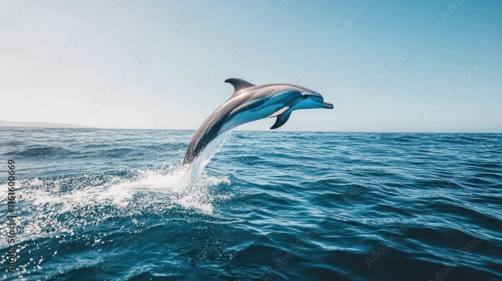 Fototapeta premium Dolphin Leaping Gracefully in Ocean