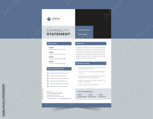 Minimal Capability Statement Template With 2-Page design.
