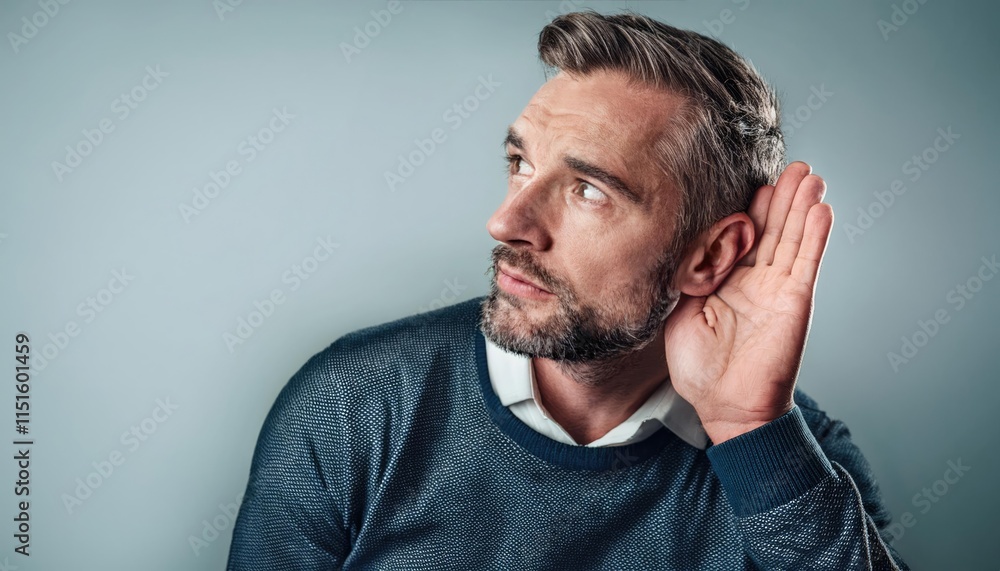Fototapeta premium person intently listening with an open and curious expression