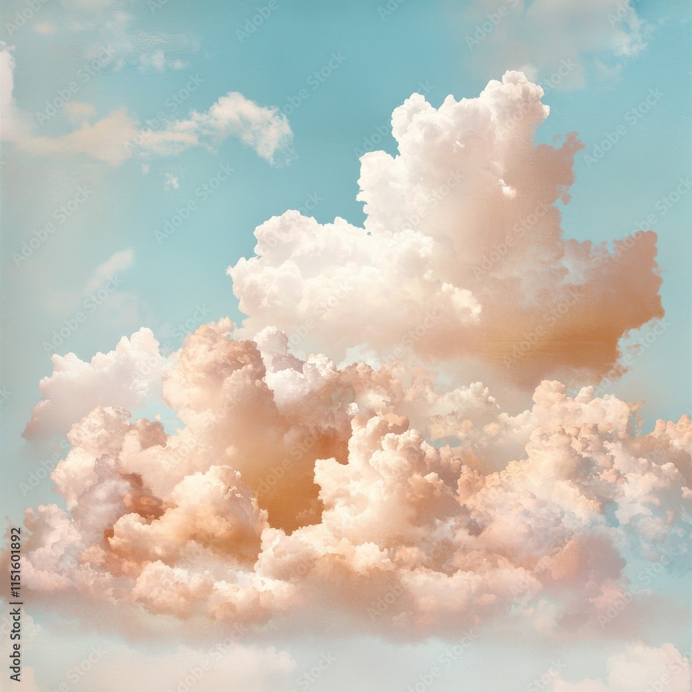 Fototapeta premium Soft scattered clouds in high-resolution texture clear sky nature serene environment aerial view dreamy concept