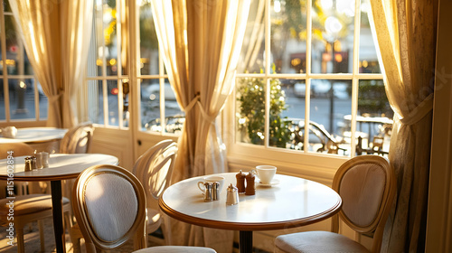 Sunlit Parisian Cafe: A Cozy Breakfast Setting photo