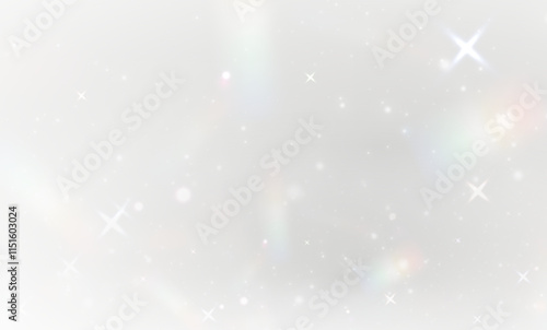 Rainbow light and white dust in Png format. The crystal shimmers with a rainbow effect. Png Background with bokeh light effect. PNG Gorgeous Christmas glowing background made of dust and confetti.	