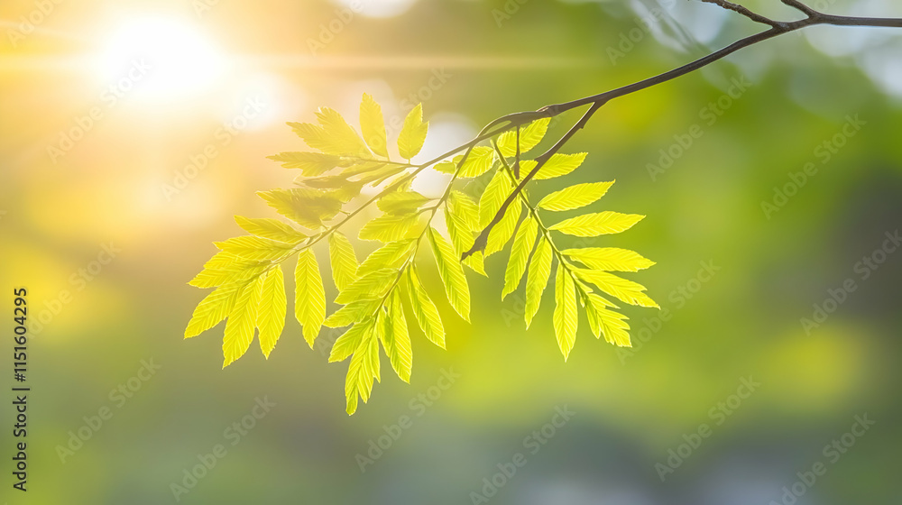 Sunlit Green Leaves Illustration