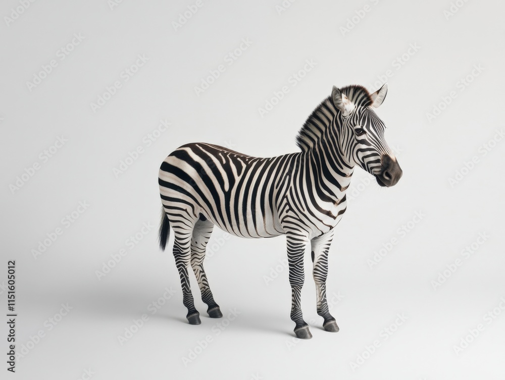 Fototapeta premium a zebra stands in front of a plain background