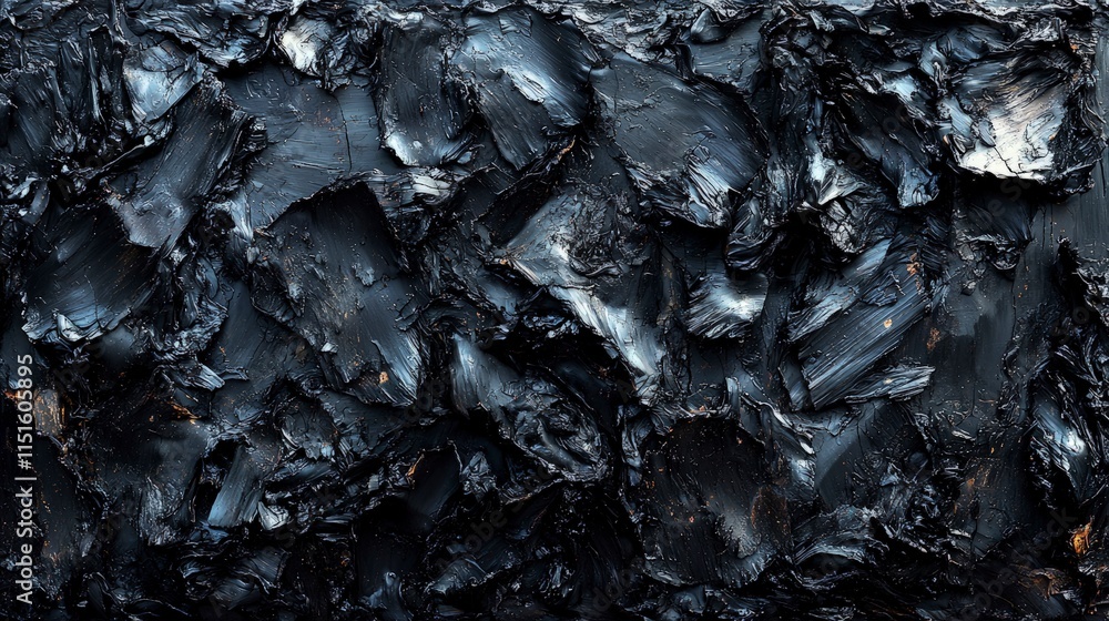 Abstract art with thick black impasto paint. Textured dark oil painting. Dramatic brushstrokes create a sense of depth and movement. Modern art. Abstract art with thick black impasto paint. Textured dark oil painting. Dramatic brushstrokes create a sense of depth and movement. Modern art.