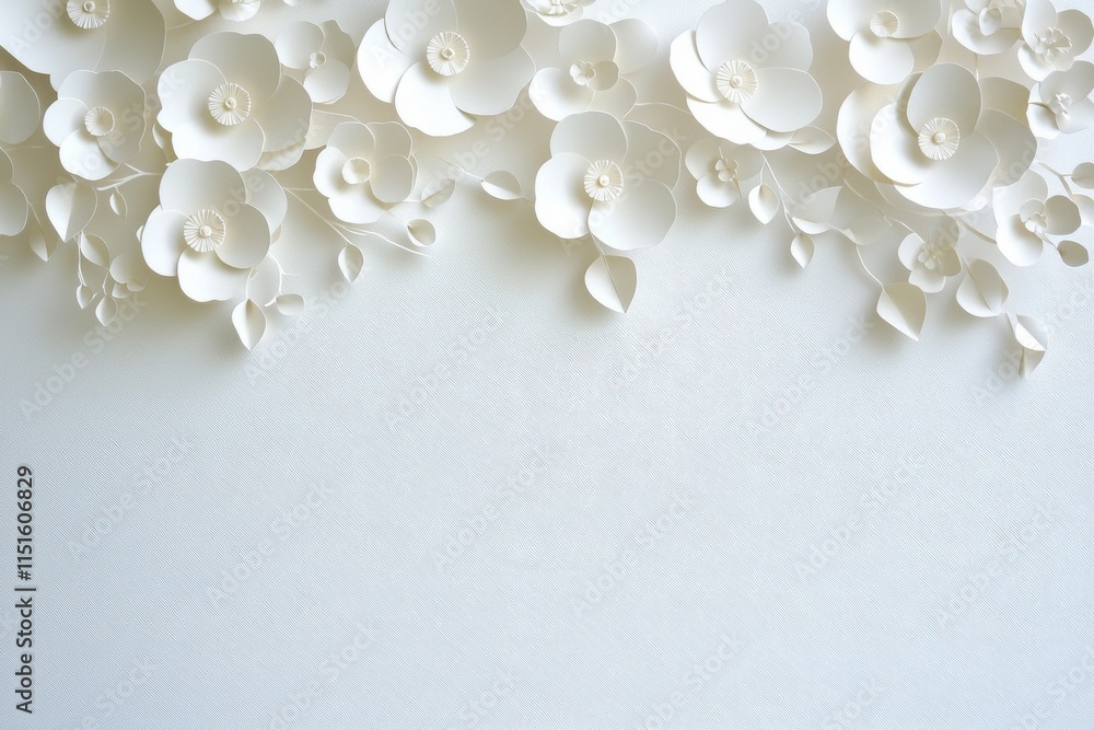 Elegant White Paper Flowers on Soft Background for Creative Projects Elegant White Paper Flowers on Soft Background for Creative Projects