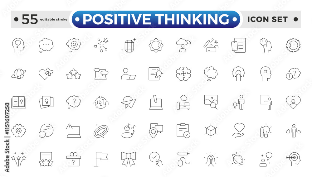 positive thinking outlines icon set. Psychology and mental line icons collection. Big UI icon set in a flat design. It contains self-care, optimism, love. Editable stroke outline icon. positive thinking outlines icon set. Psychology and mental line icons collection. Big UI icon set in a flat design. It contains self-care, optimism, love. Editable stroke outline icon.