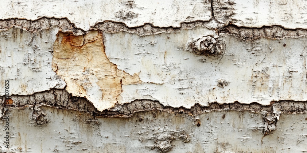 Fototapeta premium Birch bark texture creates a stunning background. This birch bark texture adds depth and interest, making it a perfect choice for backgrounds in various creative projects.