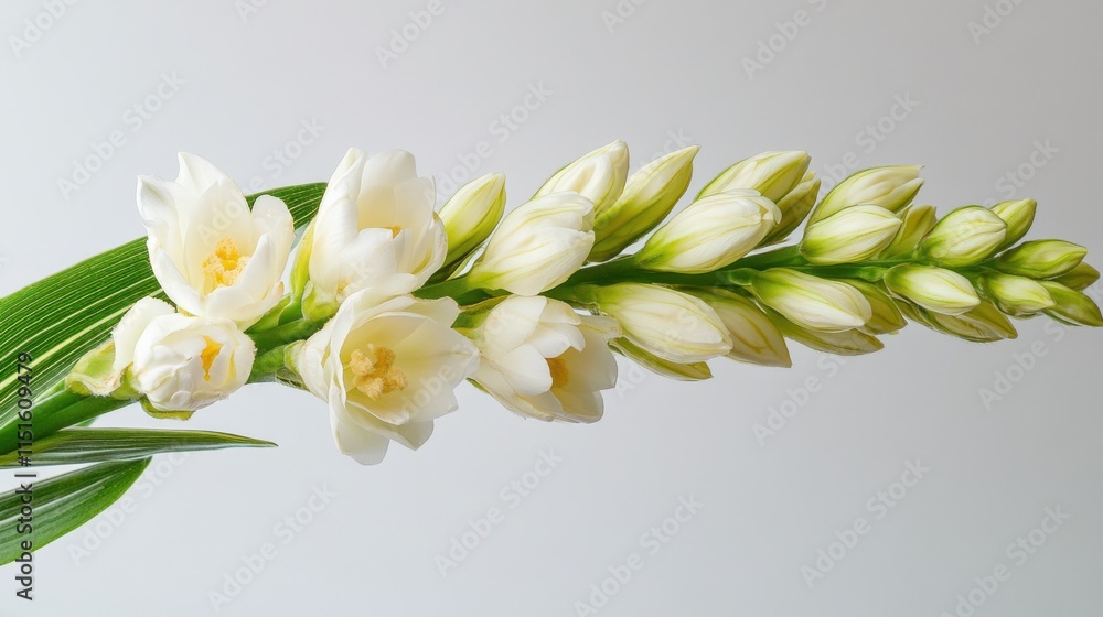 Fototapeta premium close up of white flowers blooming on a stem