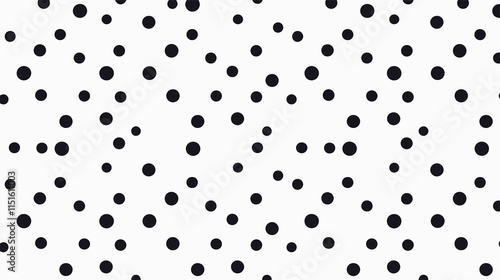 Fine Polka Dot Pattern with Black Round Dots on White Background