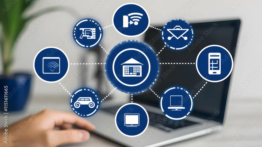 Smart Home Illustration: Connected Devices Network Smart Home Illustration: Connected Devices Network
