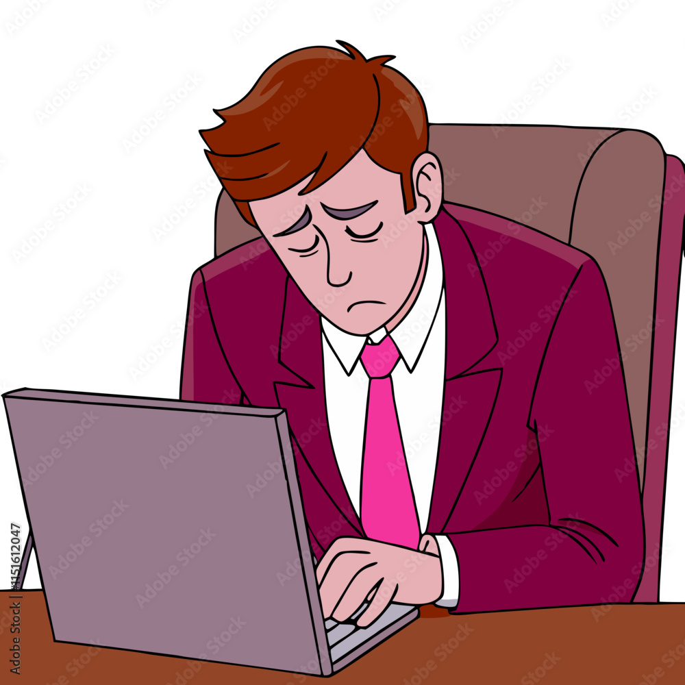 Businessman tried and sleepy with working hard vector image, Isolated on white background.
Businessman tried and sleepy with working hard vector image, Isolated on white background.