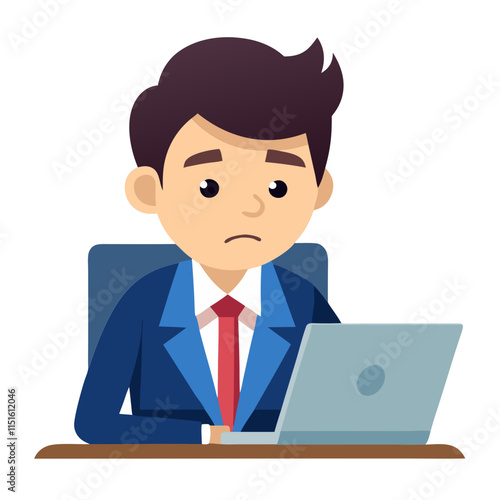 Businessman tried and sleepy with working hard vector image, Isolated on white background.
