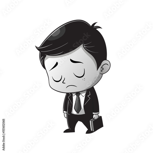 Businessman tried and sleepy with working hard vector image, Isolated on white background.
