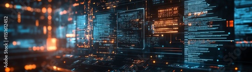 A professional data analyst immersed in analyzing complex datasets on multiple highresolution screens in a modern, hightech lab environment