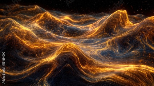 Golden Filaments Flowing Across a Dark Landscape