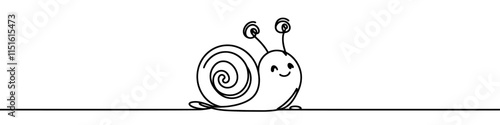 Simple line art illustration of a snail crawling is perfect for nature and wildlife themed projects