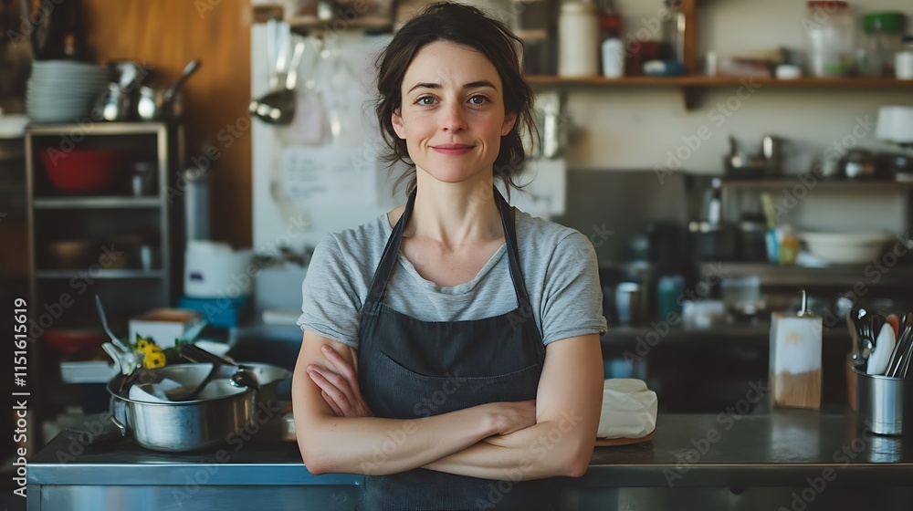 Portrait of a Confident Female Chef in a Kitchen Portrait of a Confident Female Chef in a Kitchen