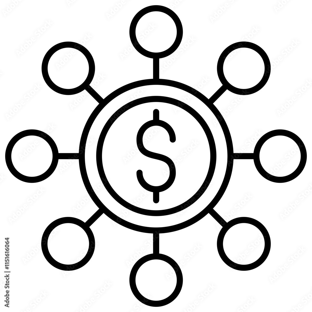 Coin Payment Icon, Dollar Coin Currency, Black And White Outline Icon Symbol Coin Payment Icon, Dollar Coin Currency, Black And White Outline Icon Symbol