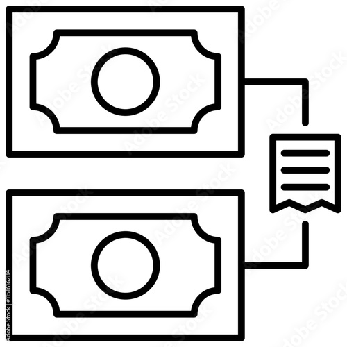 Cash Payment Icon, Payment Method Icon, Black And White Outline Icon Symbol