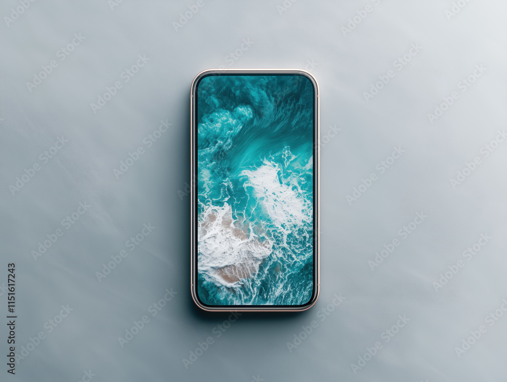 Modern mobile website mock-up showcasing a teal and grey theme with a gradient minimal design Modern mobile website mock-up showcasing a teal and grey theme with a gradient minimal design