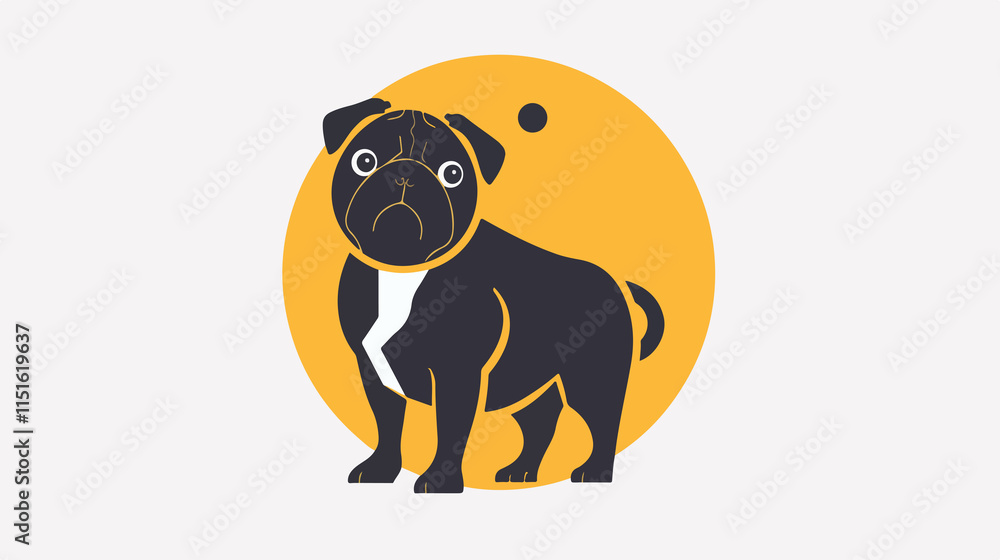 Fototapeta premium Pug Icon Vector Illustration: Flat Design for Web and Print Projects